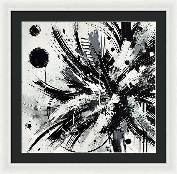 Monochrome Chaos - Framed Print