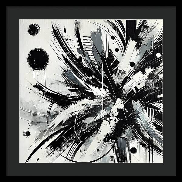 Monochrome Chaos - Framed Print