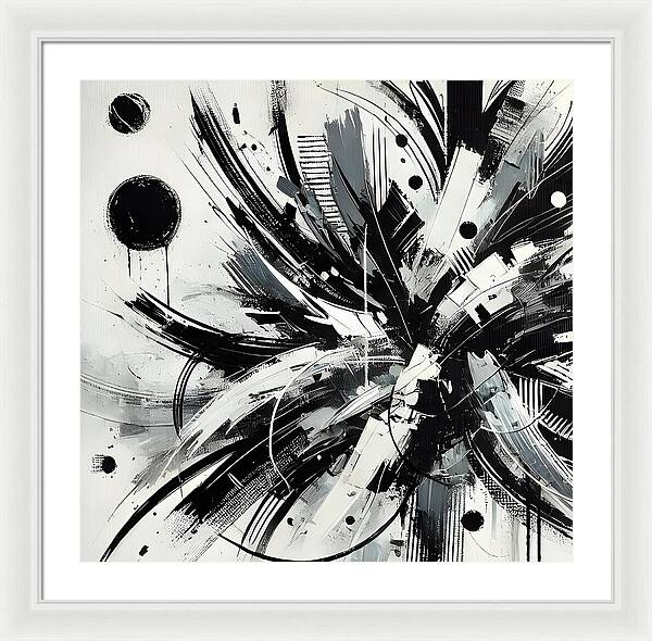 Monochrome Chaos - Framed Print