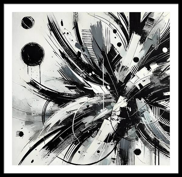 Monochrome Chaos - Framed Print