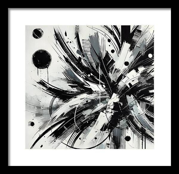 Monochrome Chaos - Framed Print