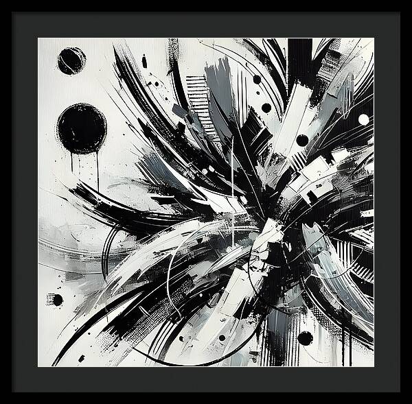 Monochrome Chaos - Framed Print