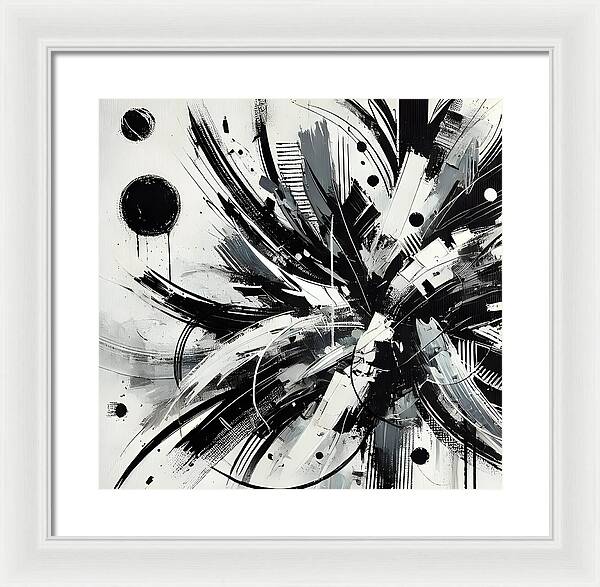 Monochrome Chaos - Framed Print