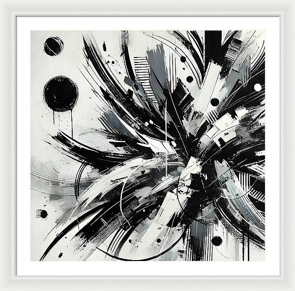 Monochrome Chaos - Framed Print