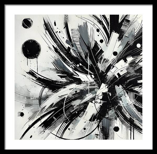 Monochrome Chaos - Framed Print