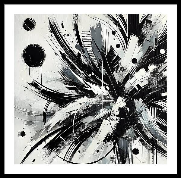 Monochrome Chaos - Framed Print