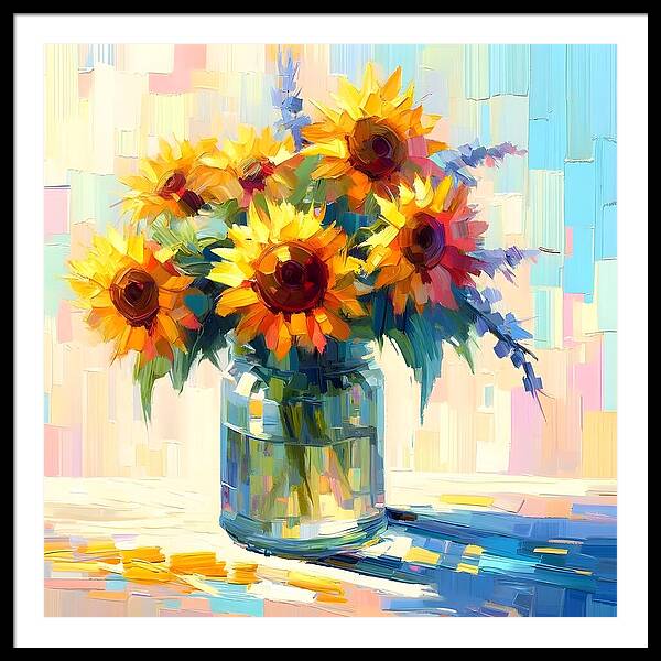 Sunflowers in Sync - Framed Print