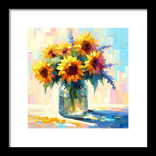 Sunflowers in Sync - Framed Print