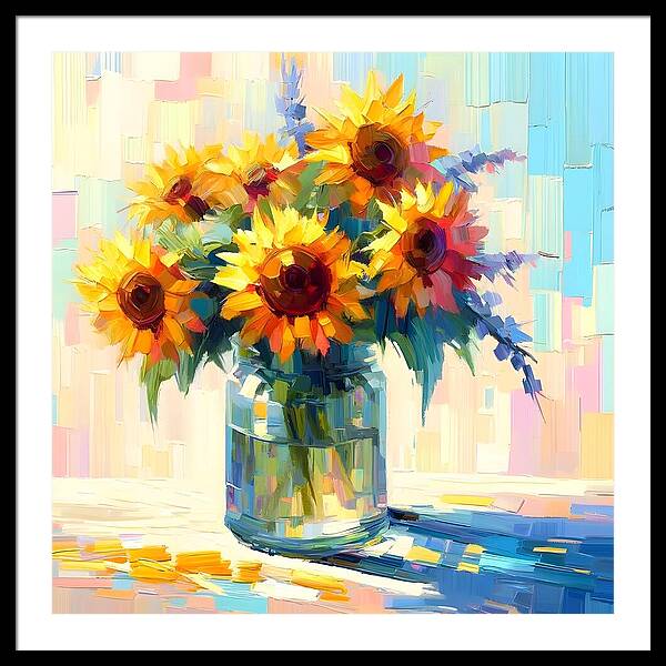 Sunflowers in Sync - Framed Print